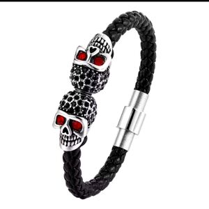 Men's Leather Braided Skull Bracelet 💀💀
